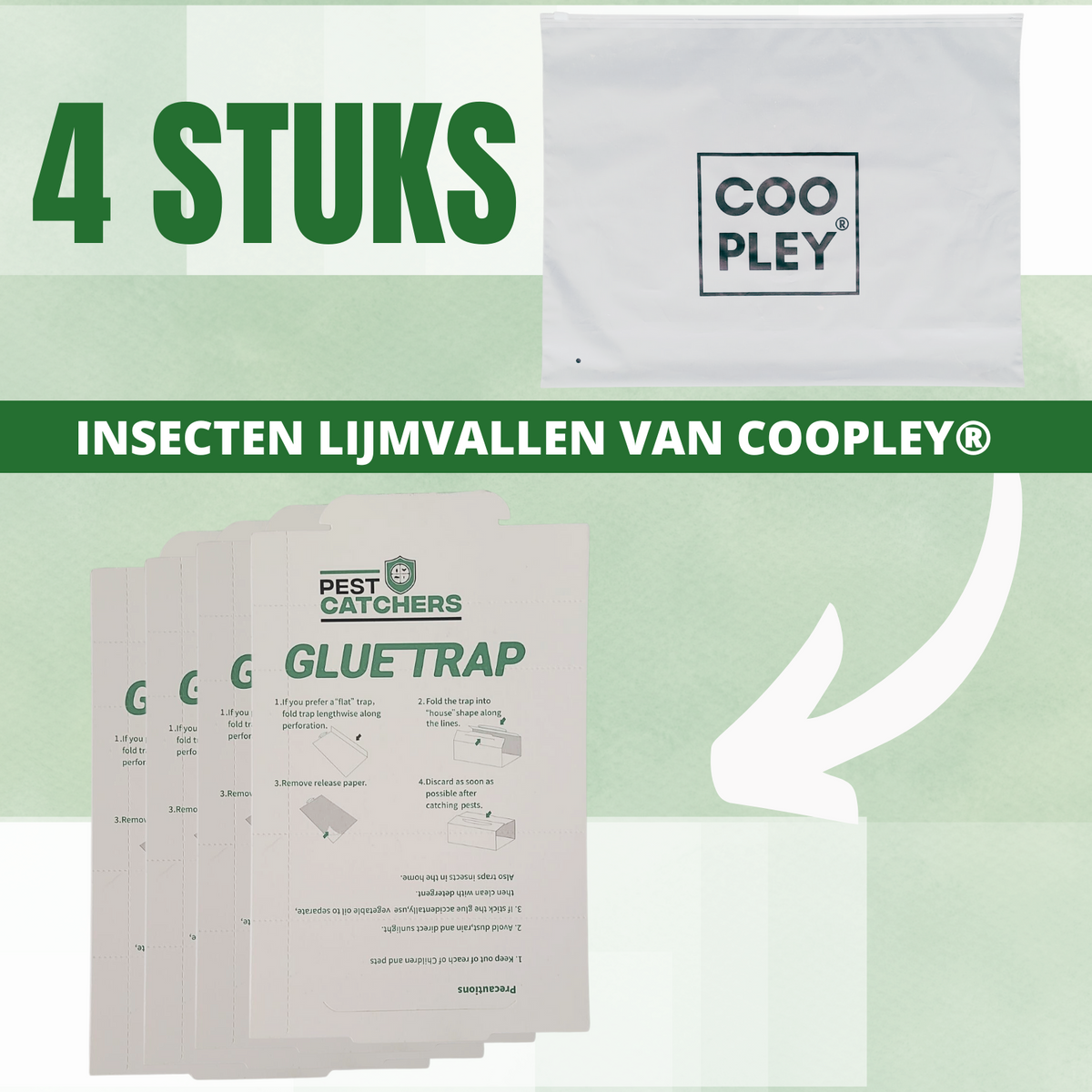 Coopley - Insectenvanger - Insectenverjager - Lijmval - Insectenval - Zilvervisjesval - Effectief - 4 stuks