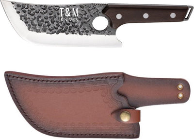 T&M Knives® - Hakmes Gehamerd Met Lasergat