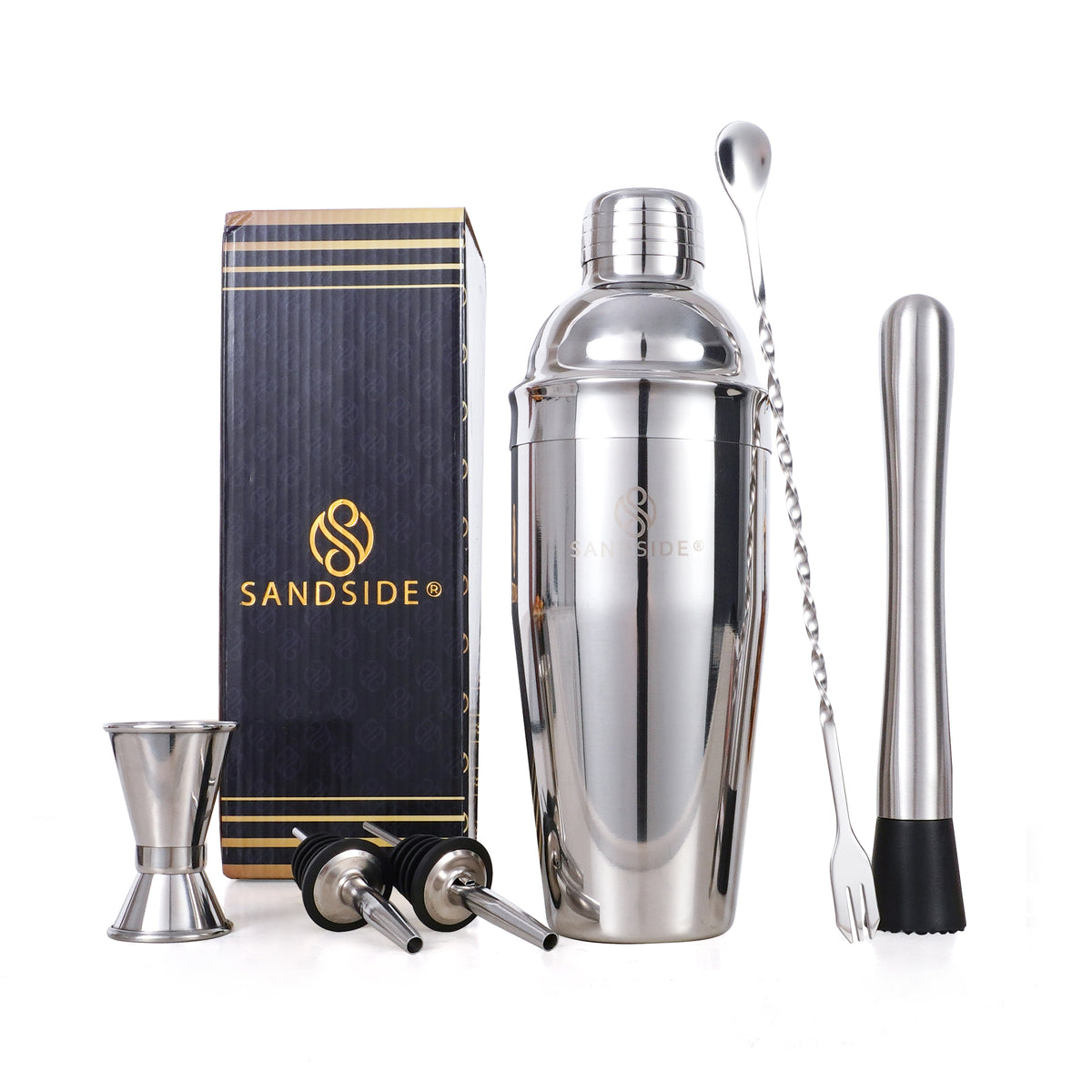 Cocktailset Silber Premium 7-teilig Erstklassig - Luxus-Geschenkbox
