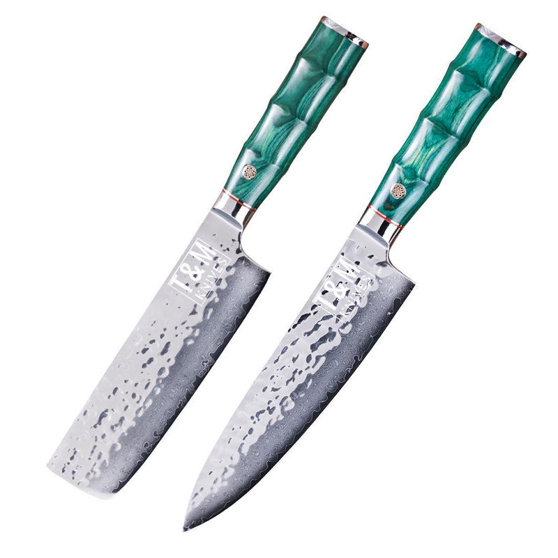 T&amp;M Knives® - Damastmesser Kiritsuke und Nakiri-Perlmutt