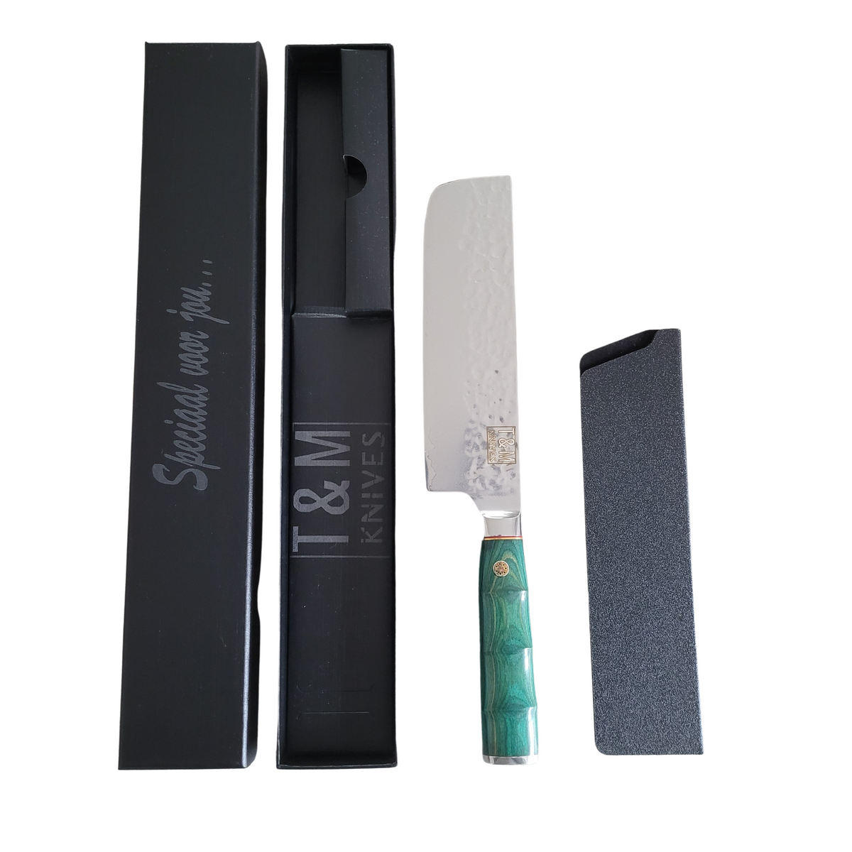 T&M Knives® - Damascus Mes Kiritsuke en Nakiri Parelmoer