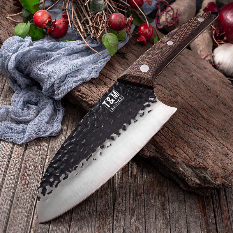 T&amp;M Knives® - Hackmesser Viggos - Premium-Kochmesser aus gehämmertem Stahl 32 cm